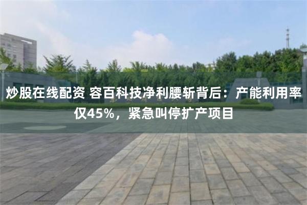 炒股在线配资 容百科技净利腰斩背后：产能利用率仅45%，紧急叫停扩产项目