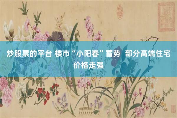 炒股票的平台 楼市“小阳春”蓄势  部分高端住宅价格走强