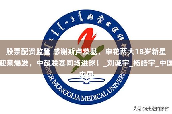股票配资监管 感谢斯卢茨基，申花两大18岁新星迎来爆发，中超联赛同场进球！_刘诚宇_杨皓宇_中国