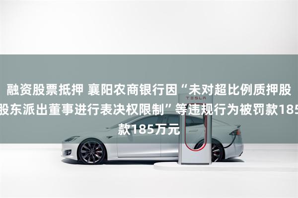 融资股票抵押 襄阳农商银行因“未对超比例质押股权的股东派出董事进行表决权限制”等违规行为被罚款185万元